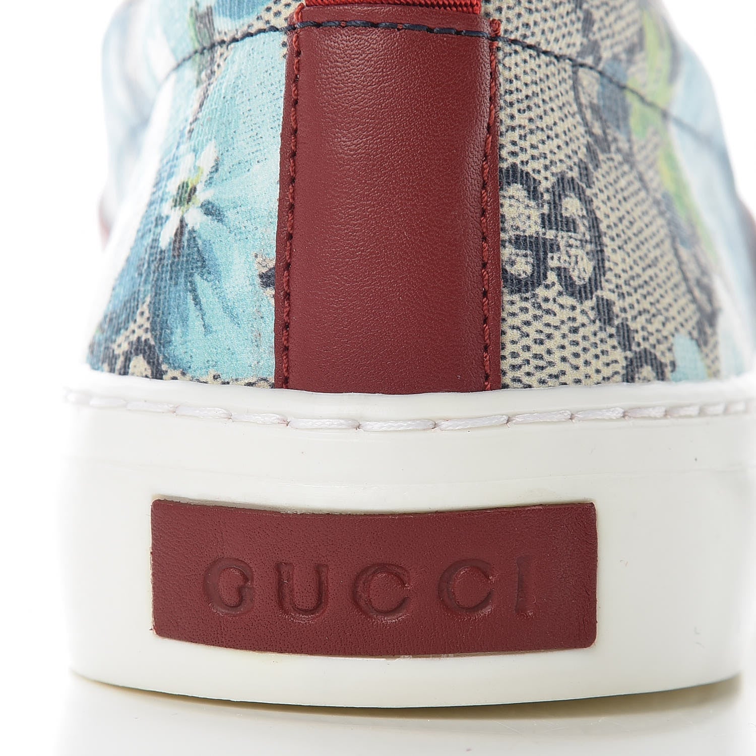 Gucci GG Supreme Monogram Blooms Womens Slip On Sneakers 38 Beige Blue Navy Red 5 of 10