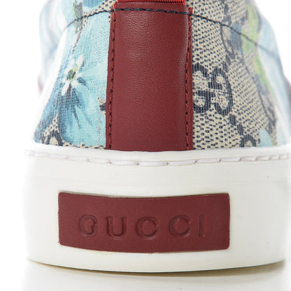 Gucci GG Supreme Monogram Blooms Womens Slip On Sneakers 38 Beige Blue Navy Red 5 of 10
