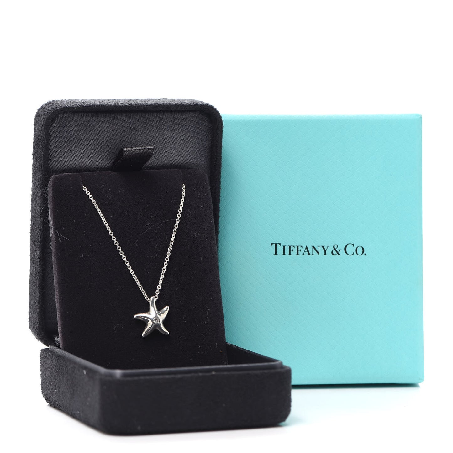 Sterling Silver Diamond 12mm Elsa Peretti Starfish Pendant Necklace