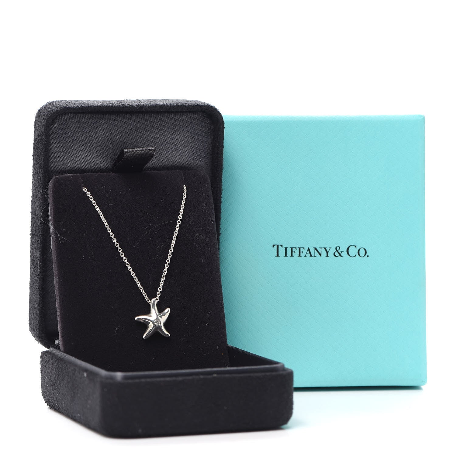 Tiffany Sterling Silver Diamond 12mm Elsa Peretti Starfish Pendant Necklace 6 of 6