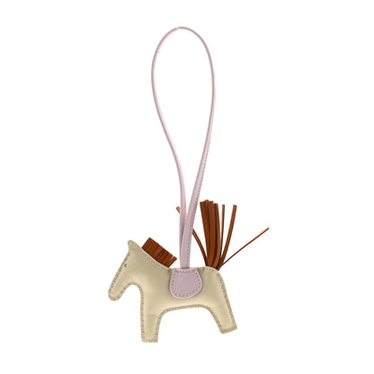 Hermes Milo Lambskin Grigri Rodeo Horse Bag Charm PM Craie Mauve Pale Gold 1 of 5