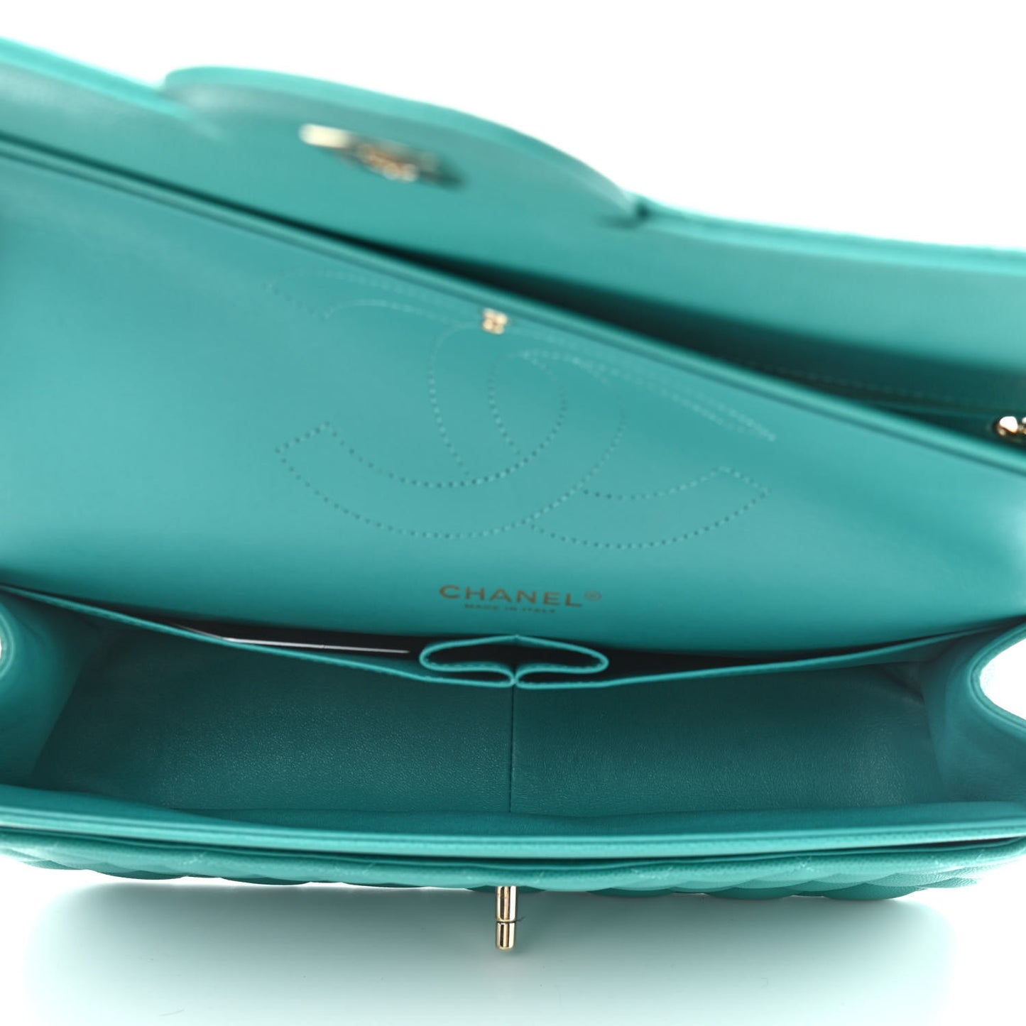 Caviar Quilted Jumbo Double Flap Turquoise