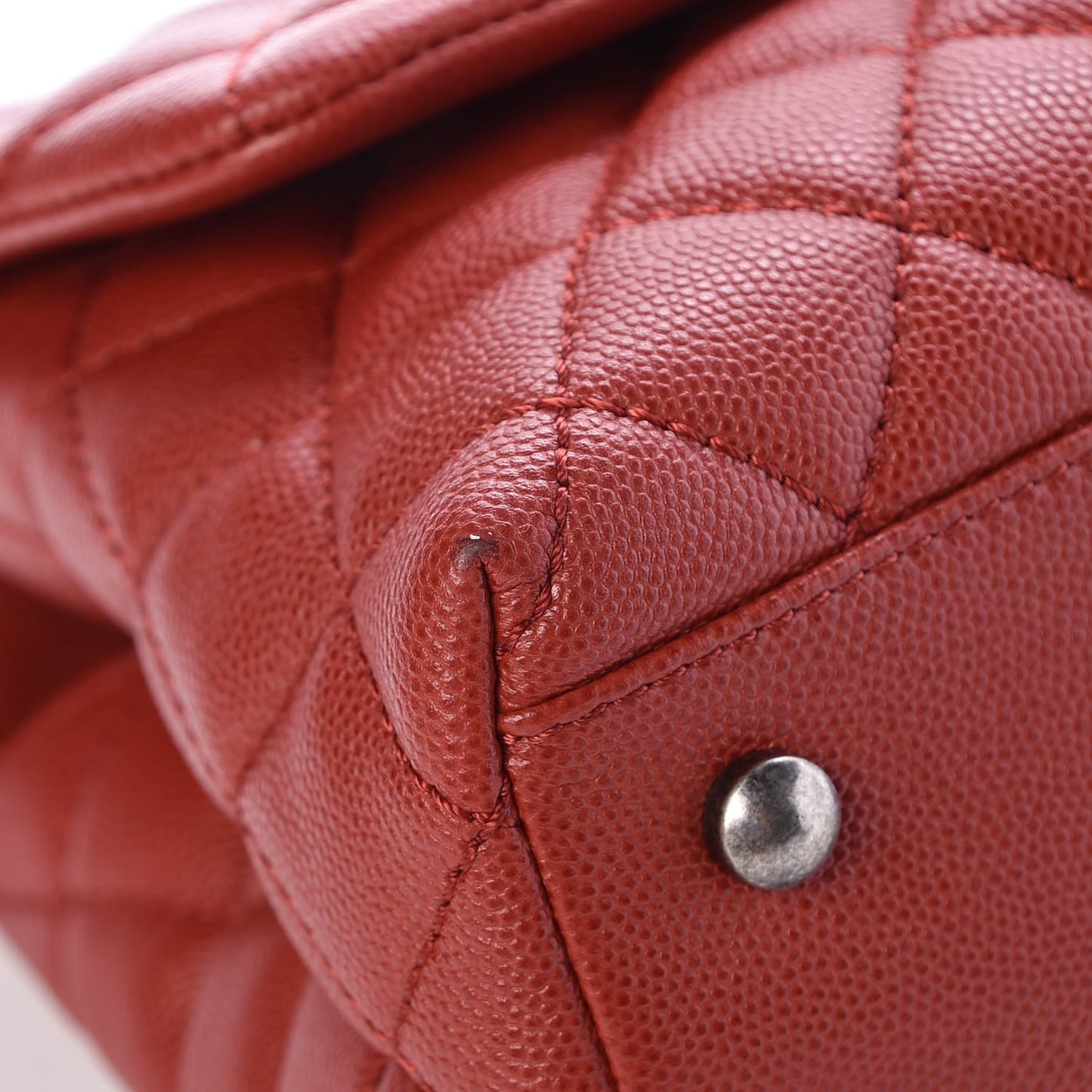 Caviar Quilted Mini Coco Handle Flap Dark Red