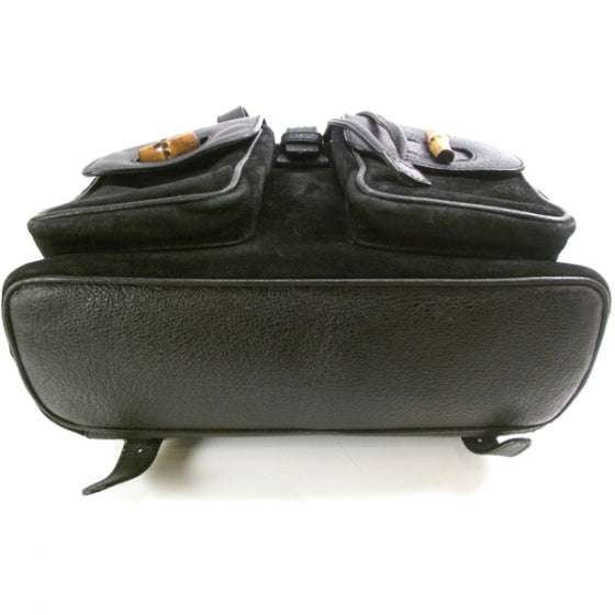 Gucci Suede Bamboo Backpack Black 5 of 10