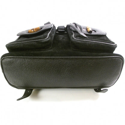 Gucci Suede Bamboo Backpack Black 5 of 10