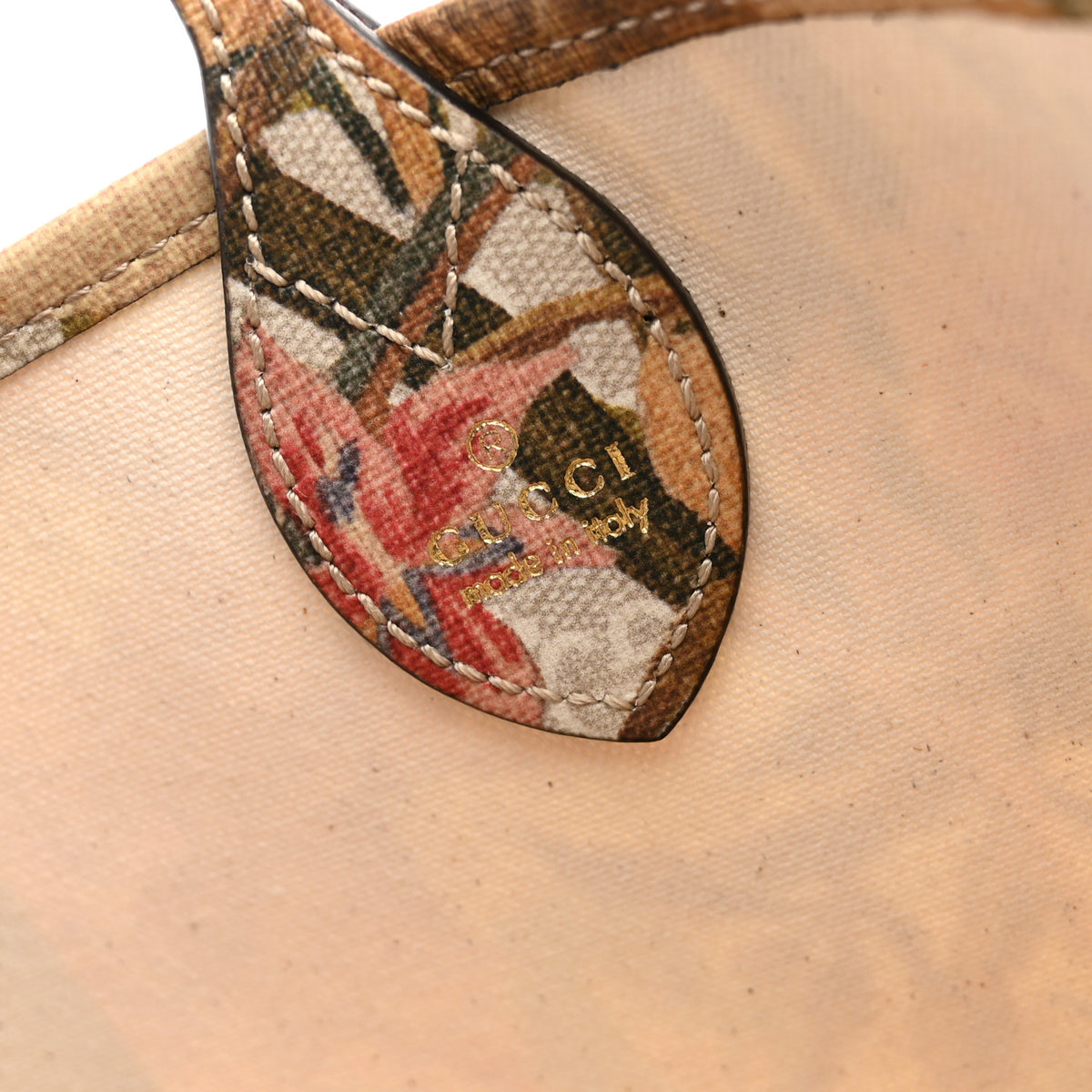 GG Supreme Monogram Water Flora Web Large Ophidia Tote Beige White Multicolor
