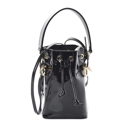 Fendi Vitello Vernice Mou F is Fendi Karligraphy Embossed Mini Mon Tresor Bucket Bag Black 1 of 8