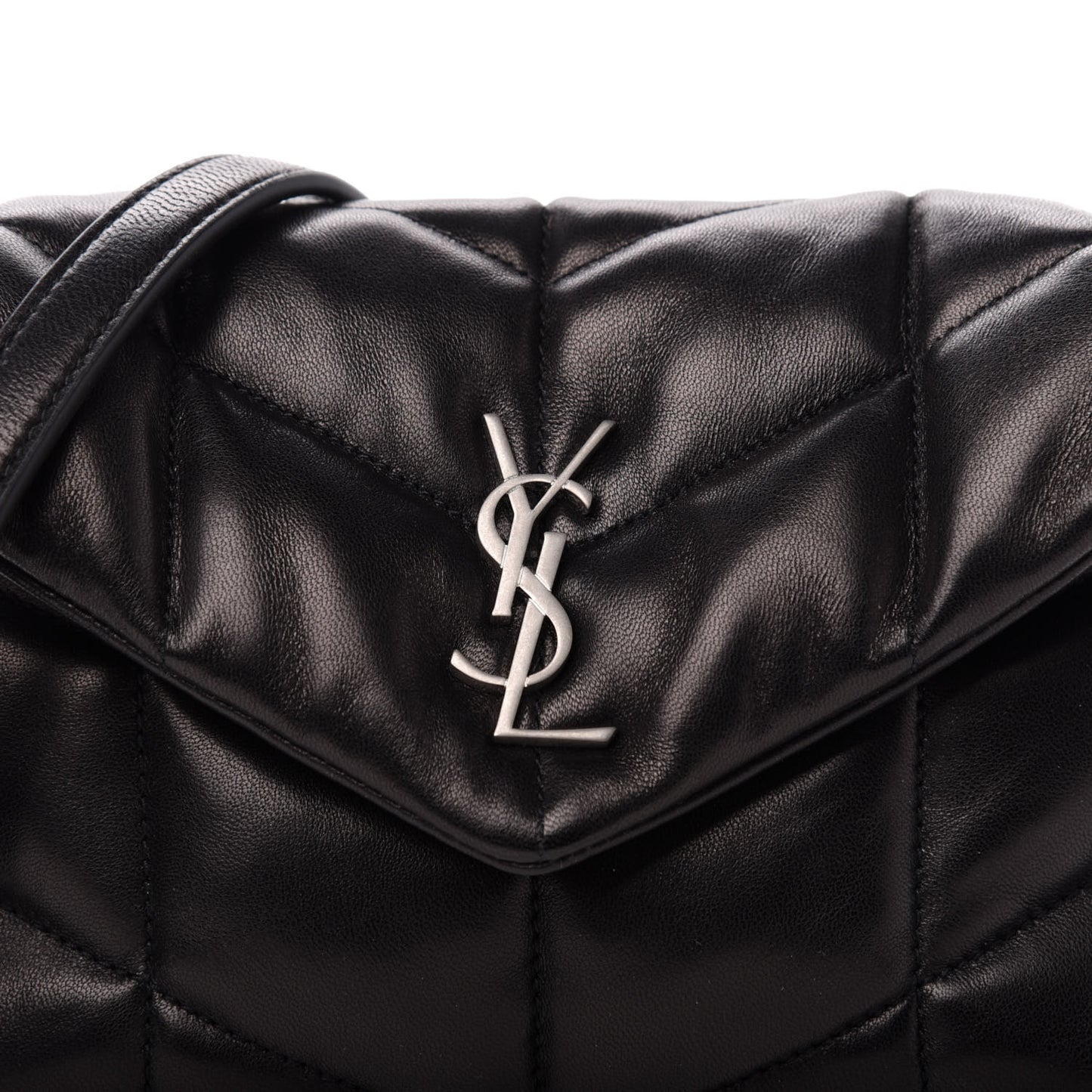 Lambskin Quilted Toy Loulou Puffer Monogram Chain Satchel Black