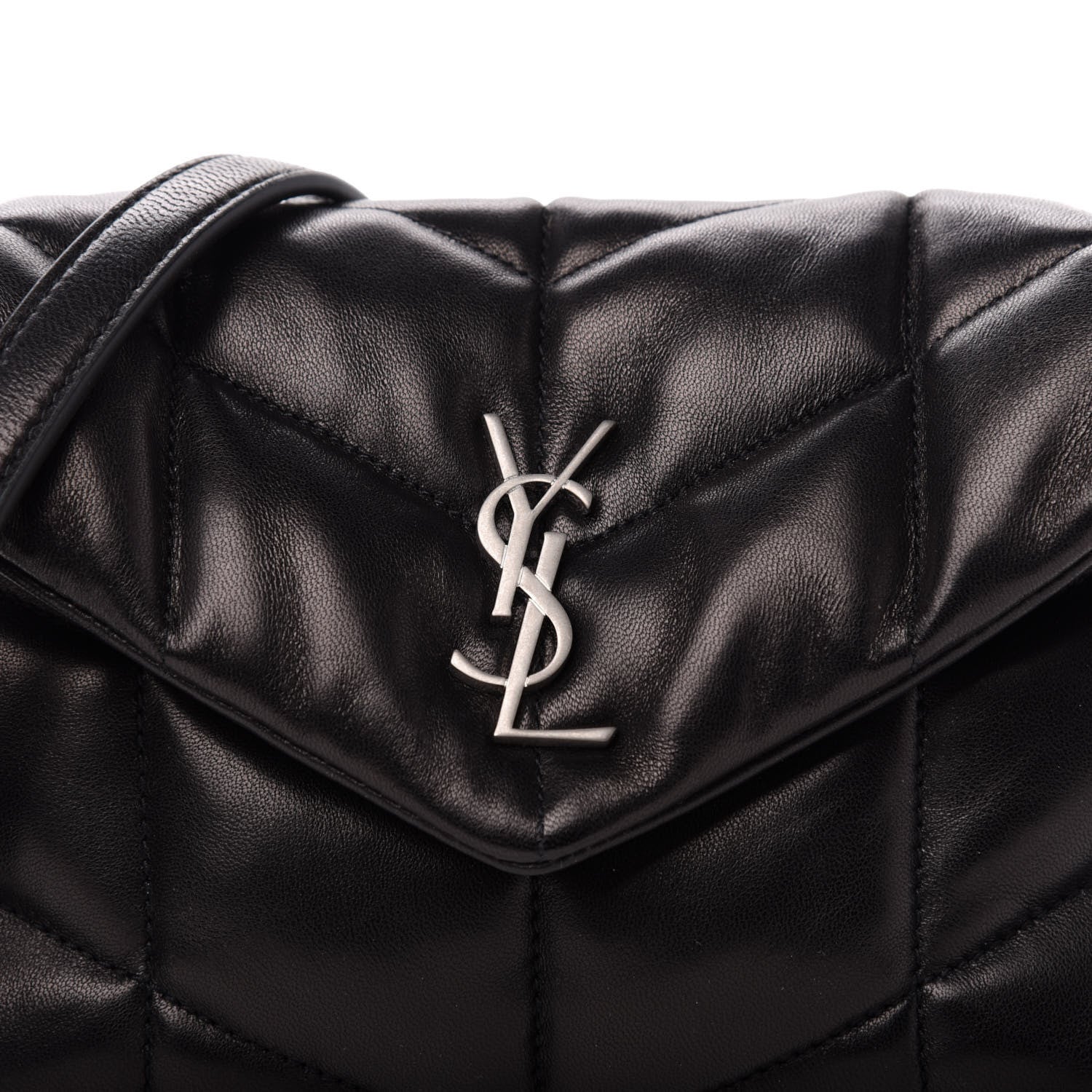 Saint Laurent Lambskin Quilted Toy Loulou Puffer Monogram Chain Satchel Black 11 of 12