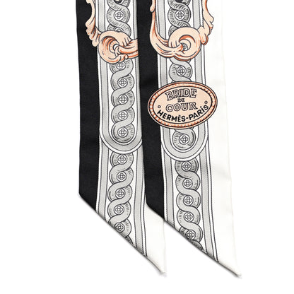 Hermes Silk Bride De Cour Twilly Black White Or Rose 2 of 4