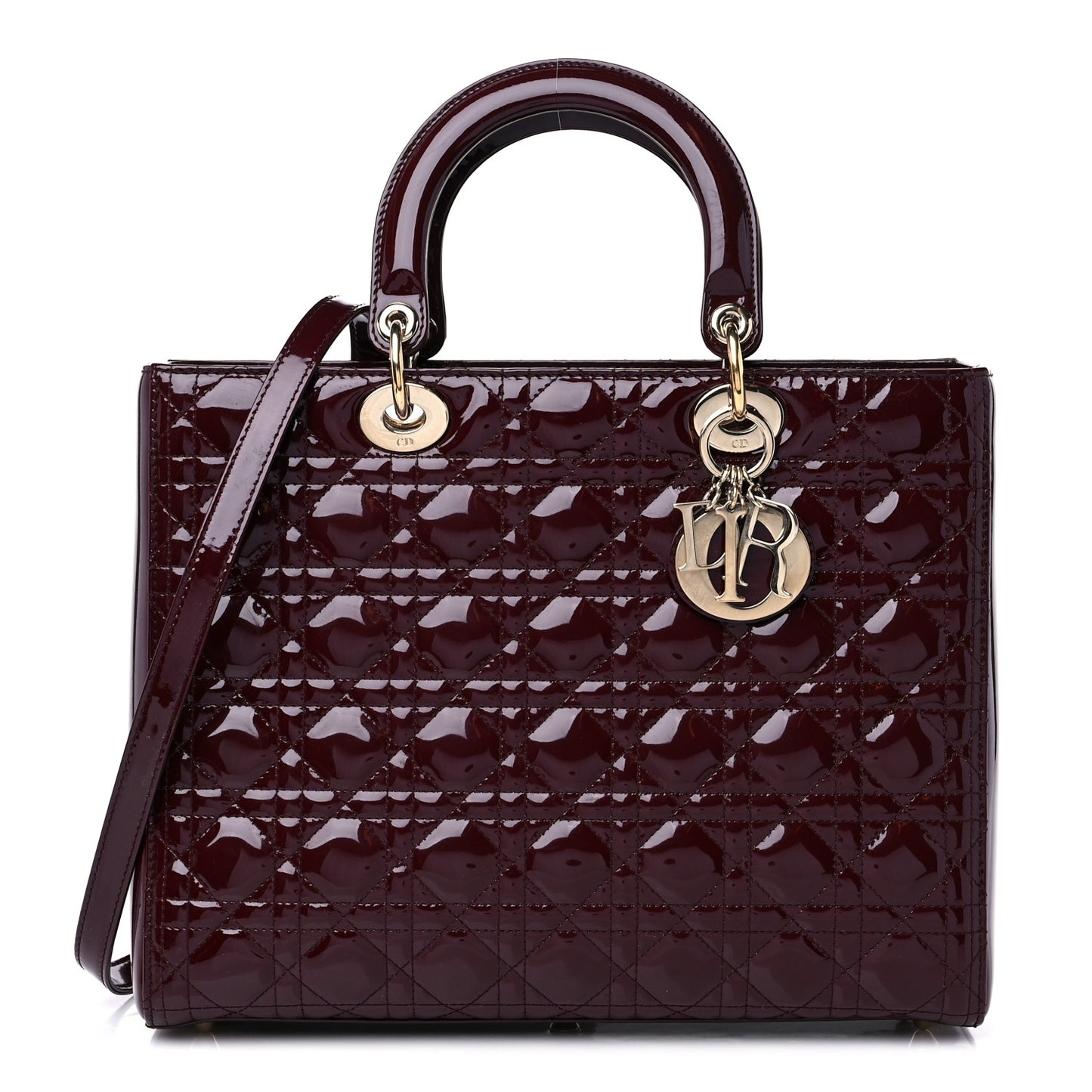 Patent Cannage Large Lady Dior Burgundy