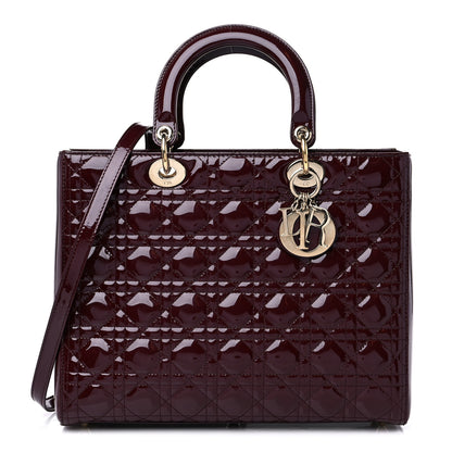 Christian Dior Patent Cannage Large Lady Dior Burgundy 1 of 12
