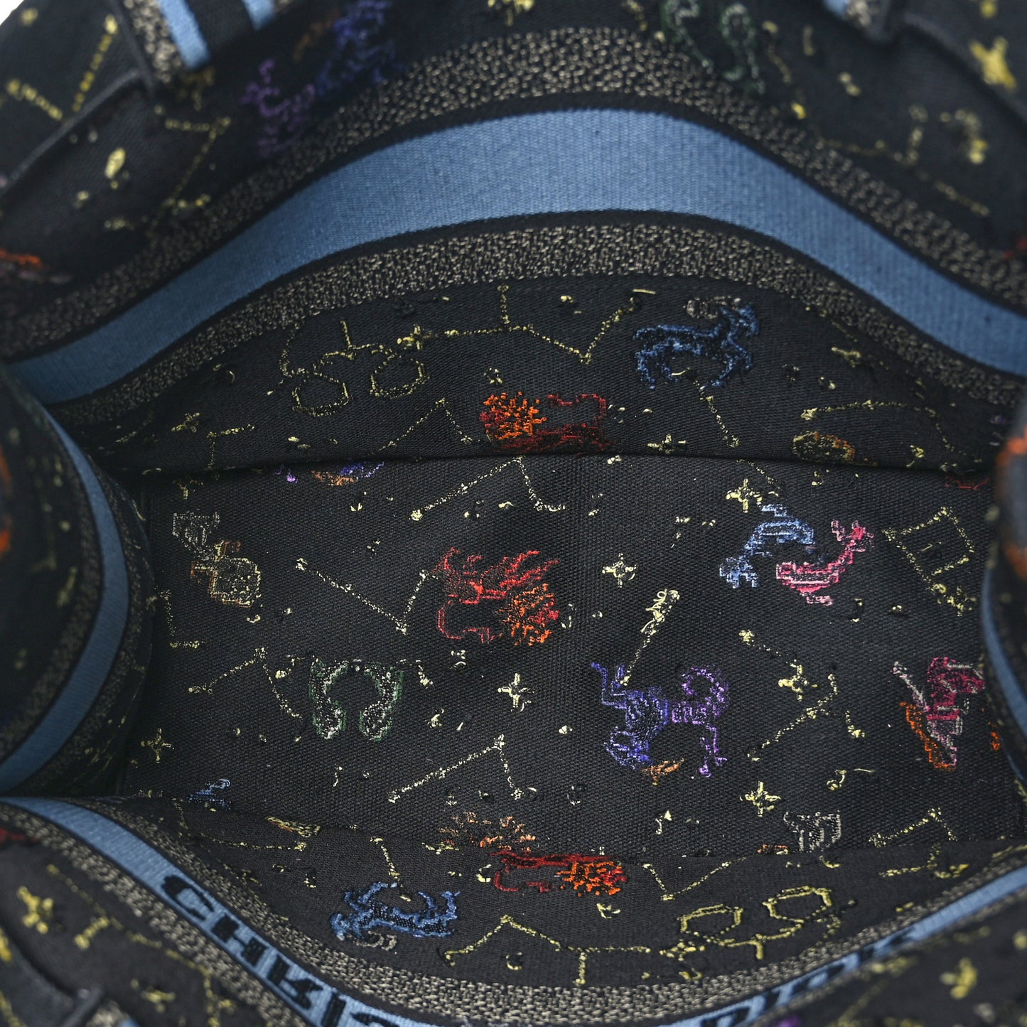 Canvas Embroidered Medium Pixel Zodiac Book Tote Black Multicolor