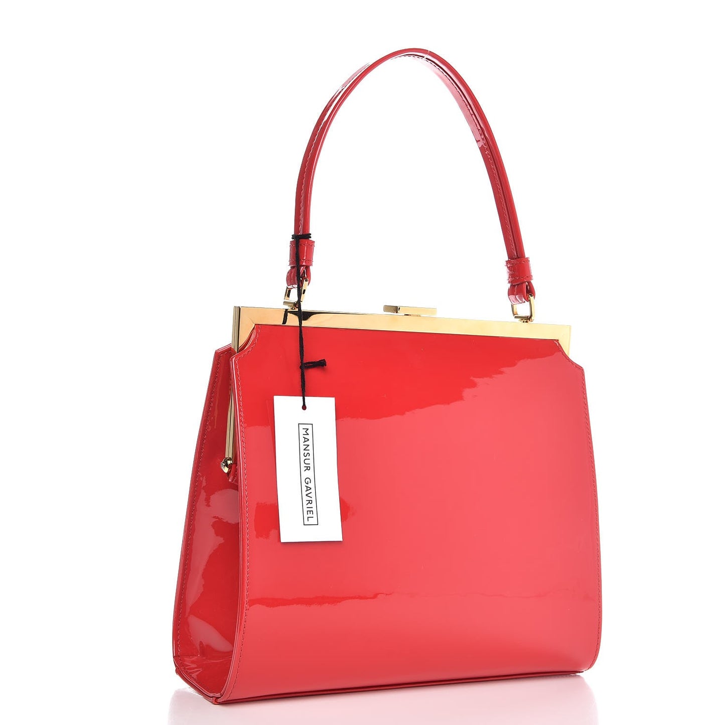 Patent Calfskin Elegant Top Handle Bag Flamma