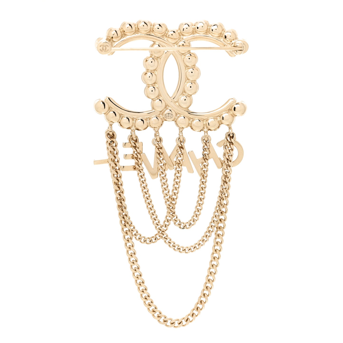 Metal Crystal Bow-tiful CC Chain Brooch Gold