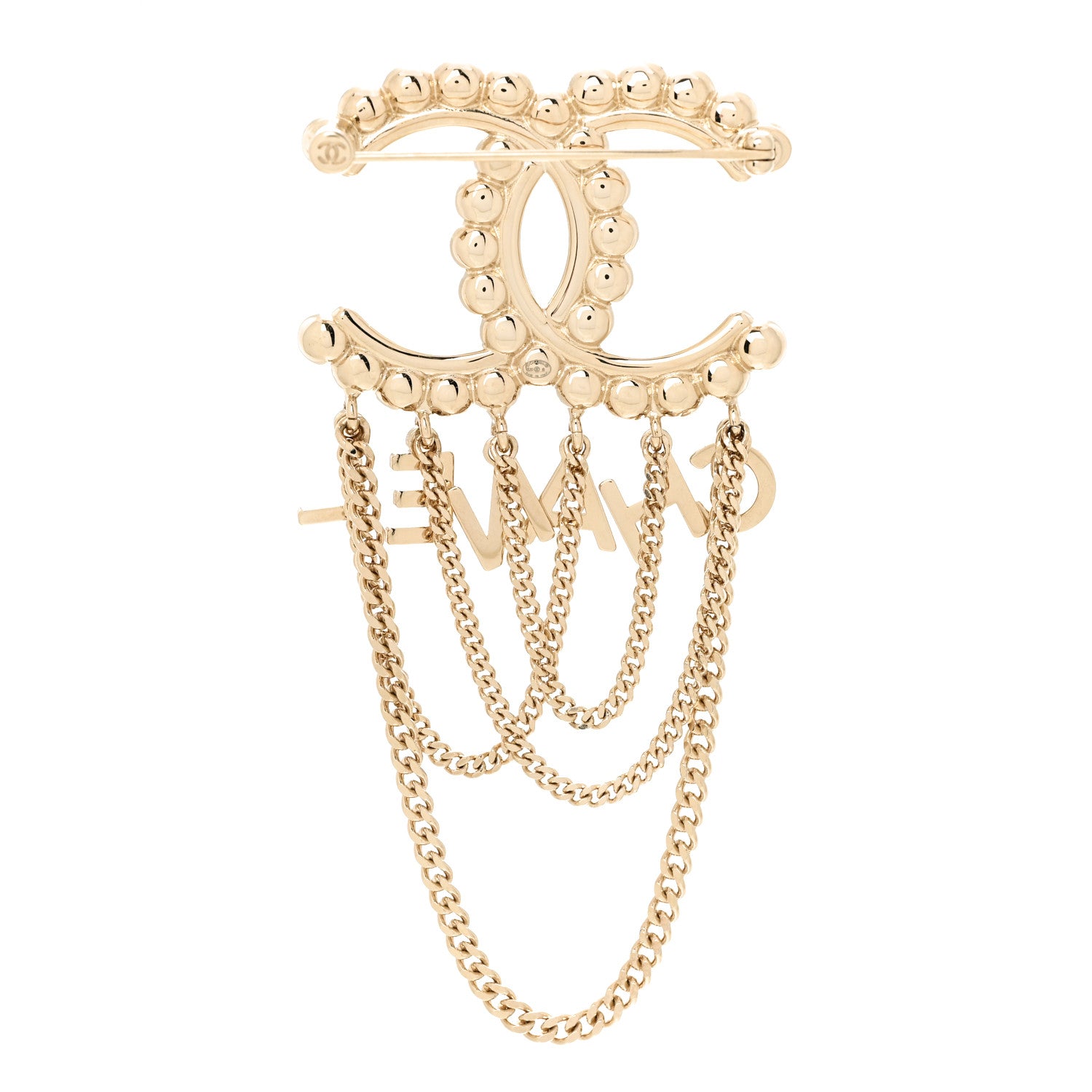 Chanel Metal Crystal Bow-tiful CC Chain Brooch Gold 3 of 5