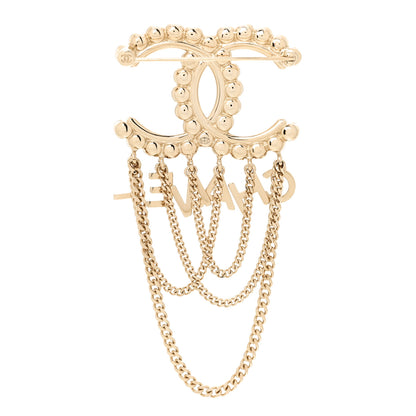 Chanel Metal Crystal Bow-tiful CC Chain Brooch Gold 3 of 5