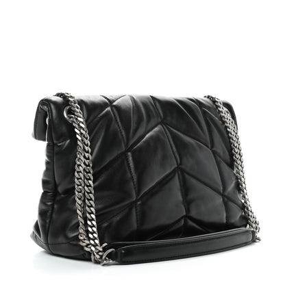 Saint Laurent Lambskin Quilted Small Loulou Puffer Monogram Chain Satchel Black 2 of 8