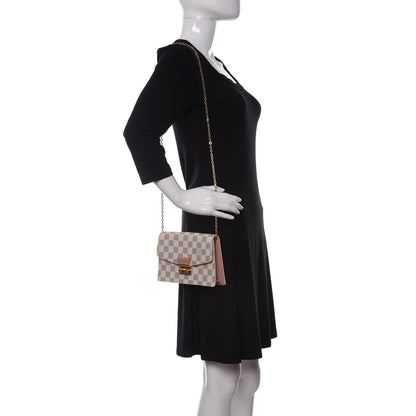 Louis Vuitton Damier Azur Croisette Chain Wallet Rose Ballerine 2 of 9