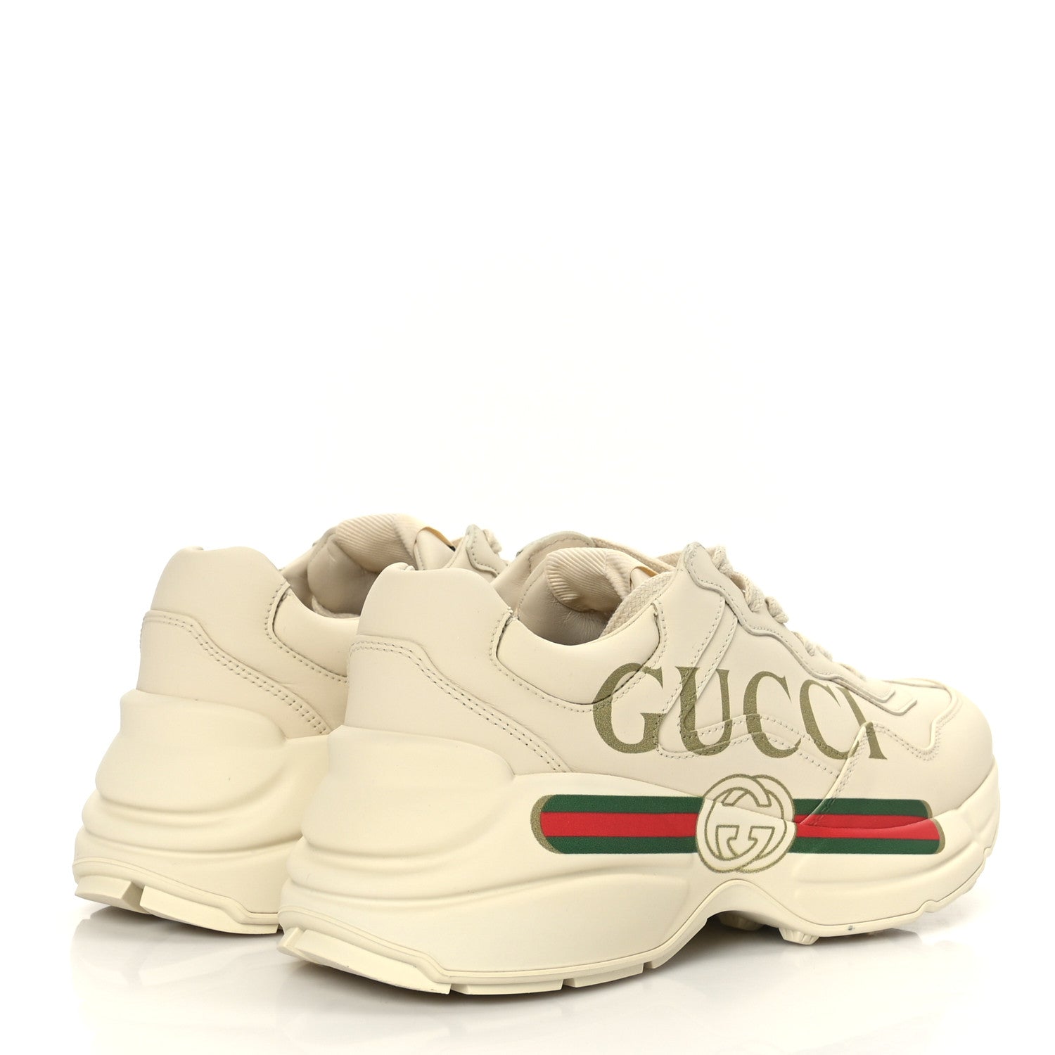 Gucci Calfskin Logo Womens Rhyton Sneakers 37.5 Ivory 4 of 7