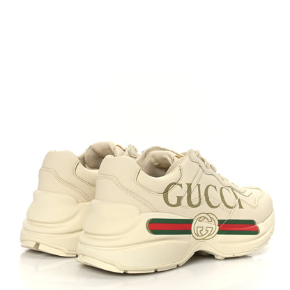 Gucci Calfskin Logo Womens Rhyton Sneakers 37.5 Ivory 4 of 7