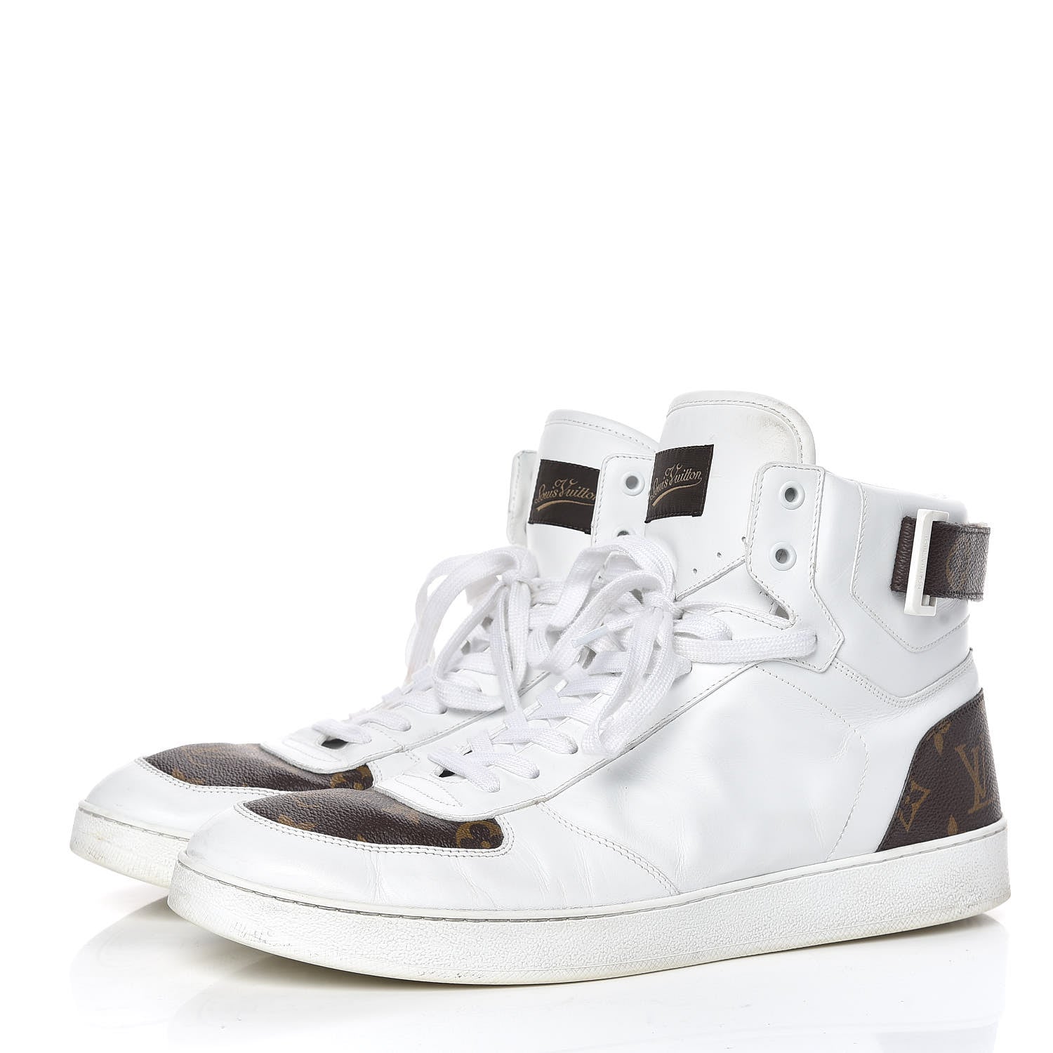 Louis Vuitton Calfskin Monogram Rivoli High Top Sneakers 10 White 3 of 22