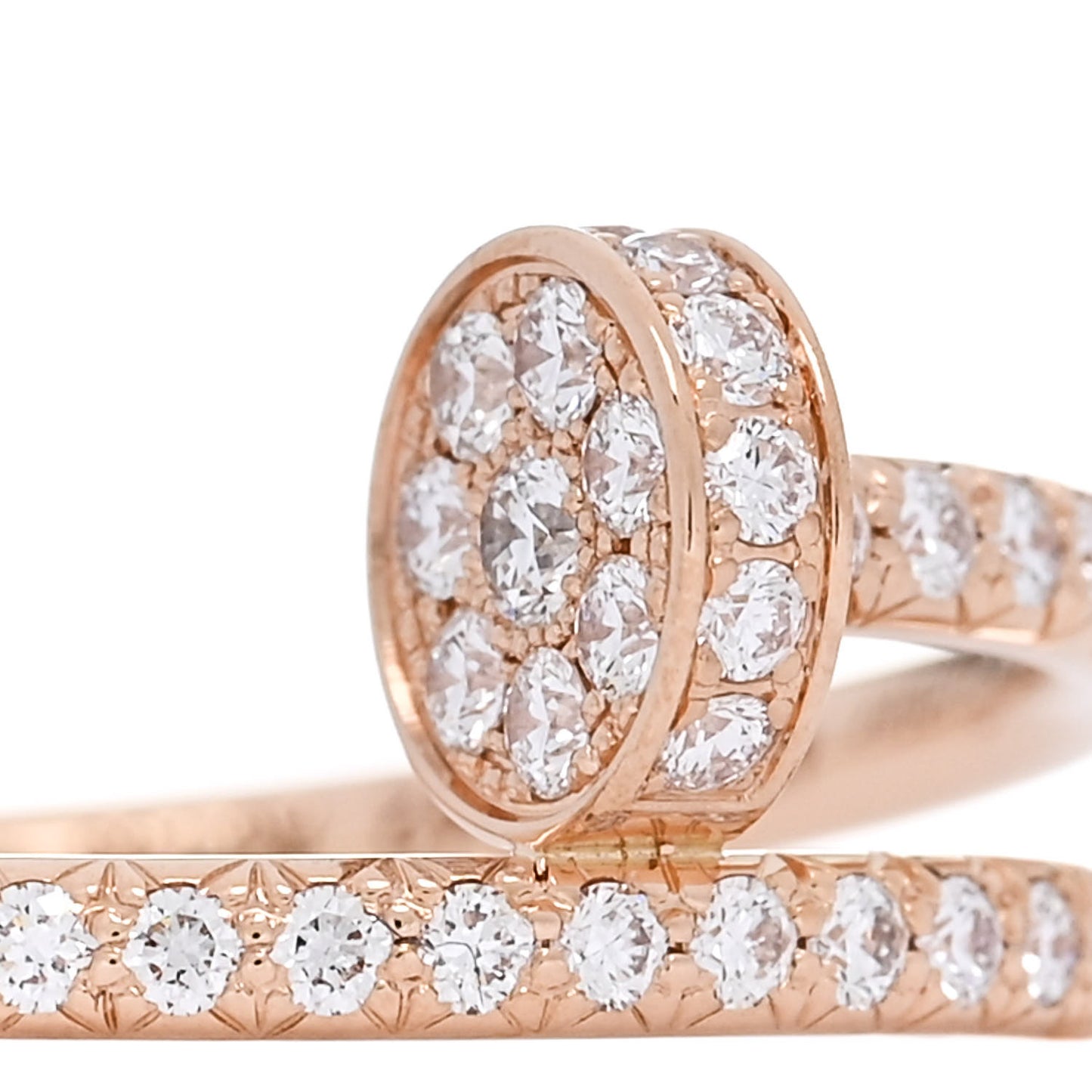 18K Pink Gold Diamond Juste Un Clou Paved Ring 49 4.75