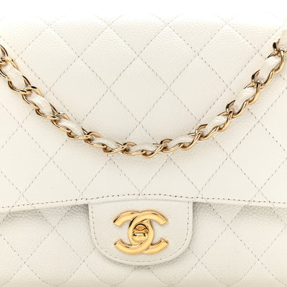 Chanel Caviar Quilted Medium Double Flap White 8 of 14
