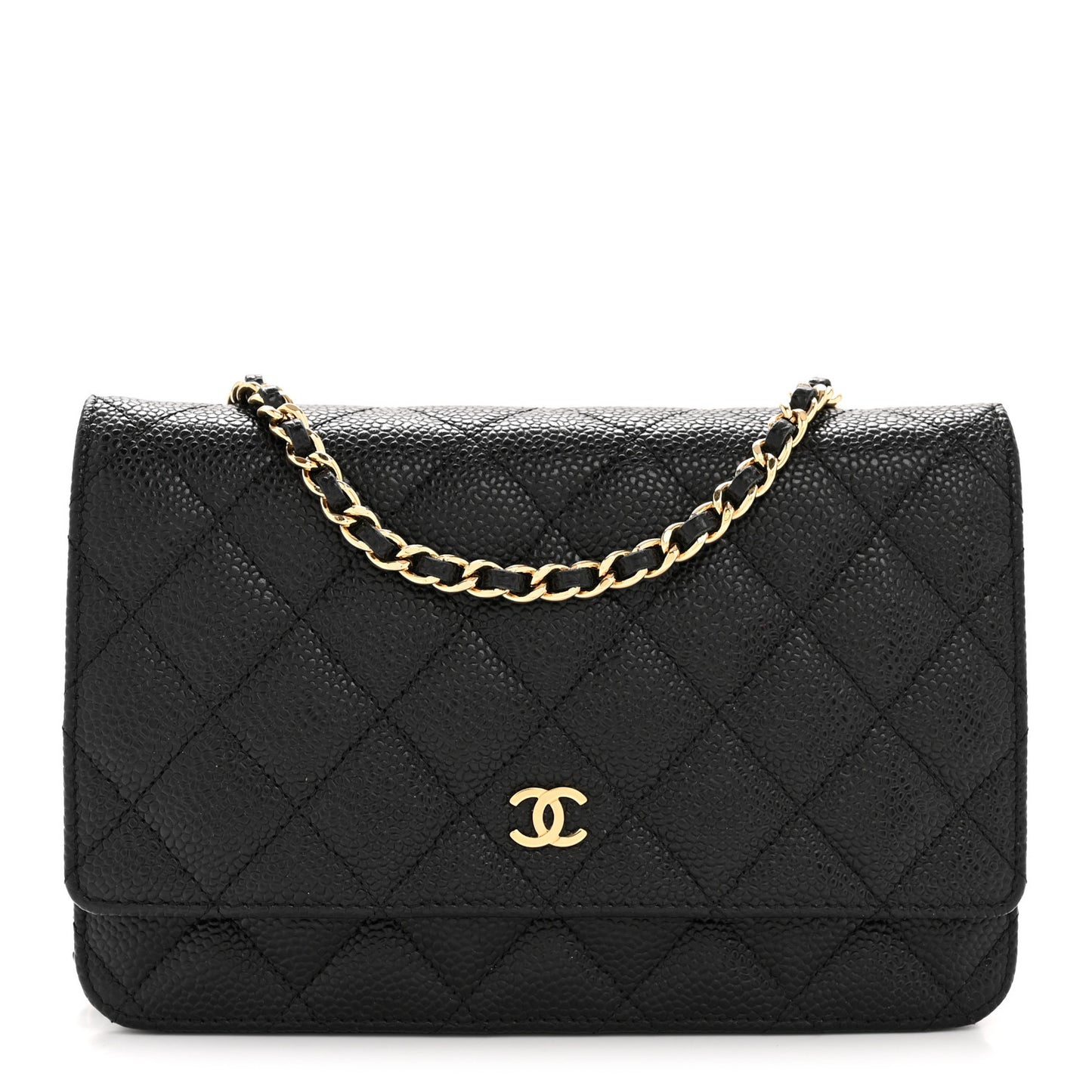 Caviar Quilted Wallet on Chain WOC Black