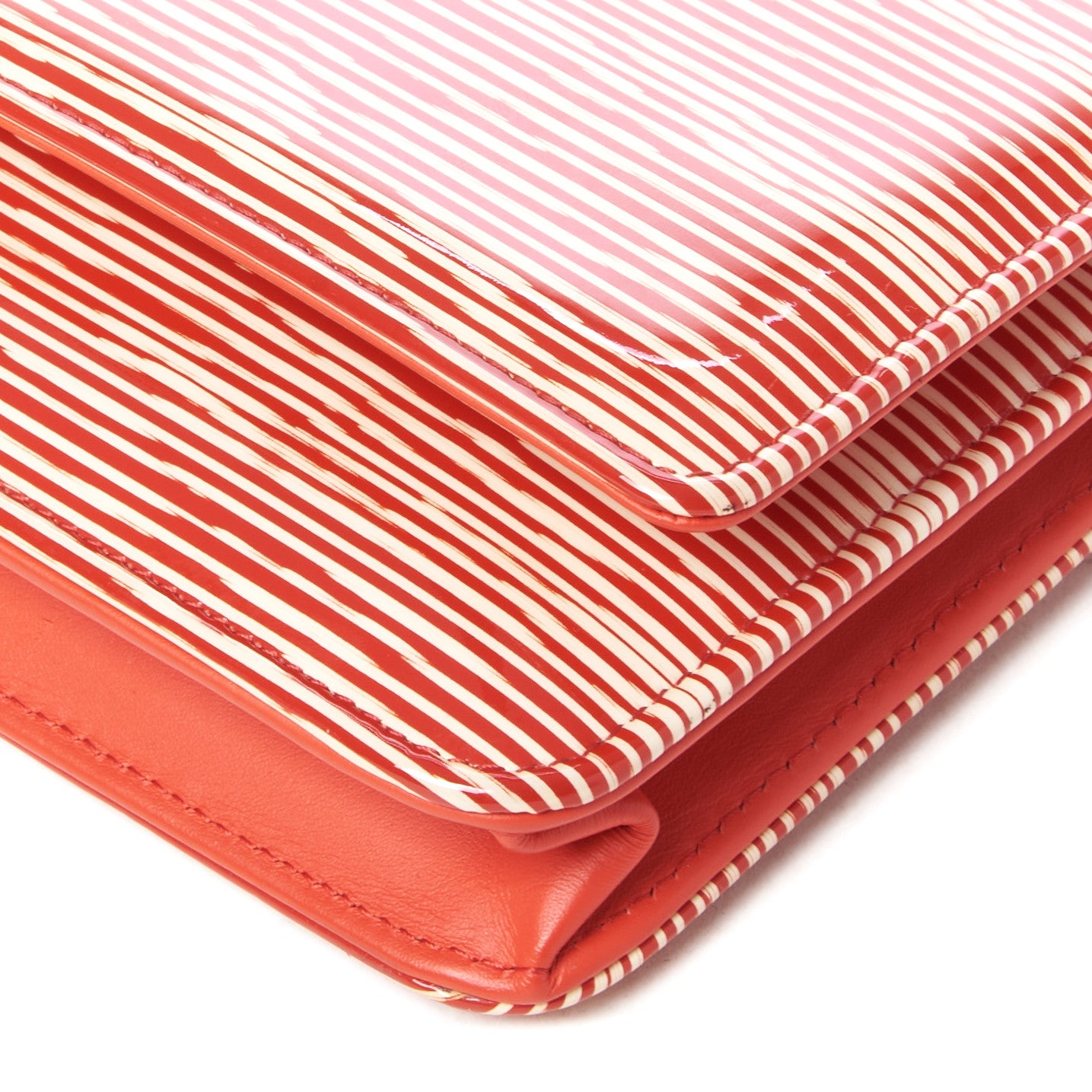Patent Striped Wallet On Chain WOC Red