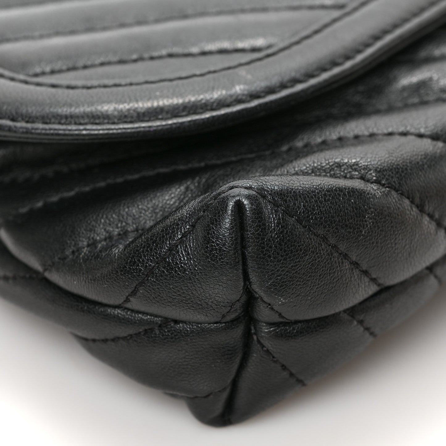Calfskin Chevron Waist Belt Bag Black
