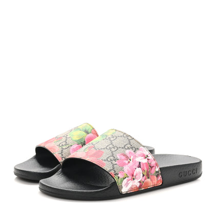 Gucci GG Supreme Monogram Blooms Slide Sandals 35 Beige Multicolor 4 of 9