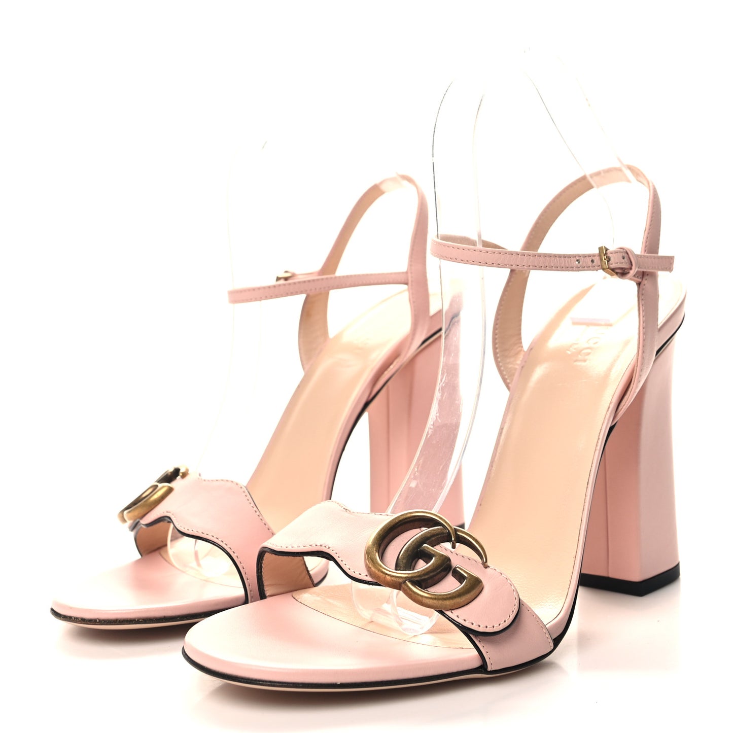 Lifford Calfskin GG Marmont Ankle Wrap 75mm Sandals 39.5 Wild Rose