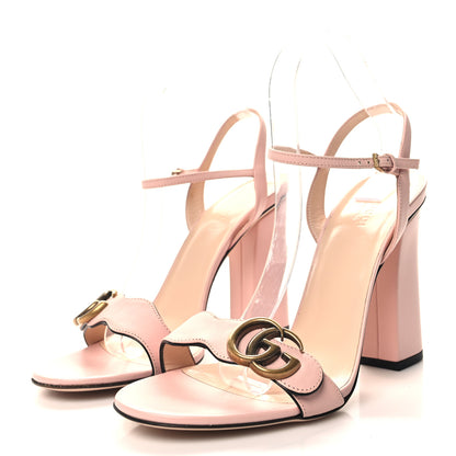 Gucci Lifford Calfskin GG Marmont Ankle Wrap 75mm Sandals 39.5 Wild Rose 3 of 8