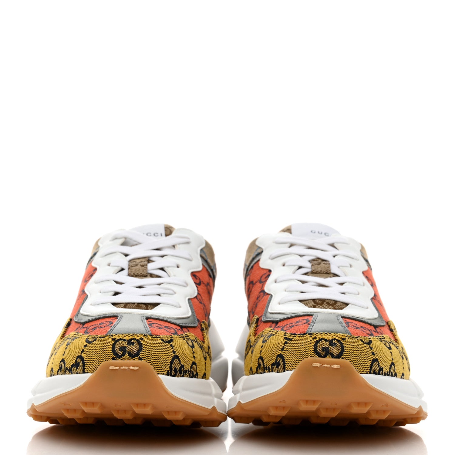 Gucci Monogram Multicolor Mens Rhyton Sneakers 8 Yellow Blue Great White Tabasco 2 of 8
