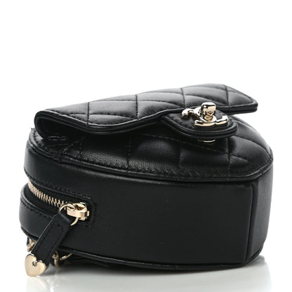 Chanel Lambskin Quilted CC In Love Heart Waist Belt Bag With Chain Black 4 of 10
