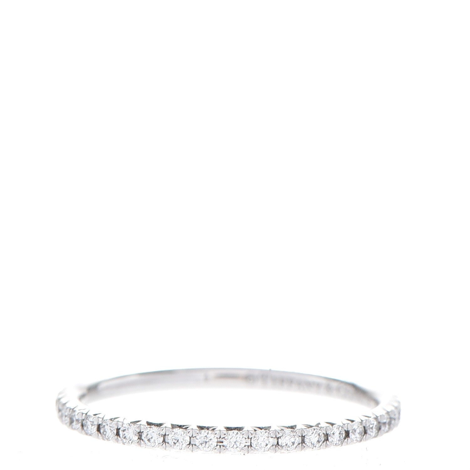 Tiffany 18K White Gold Diamond Metro Ring 48 4.5 1 of 7