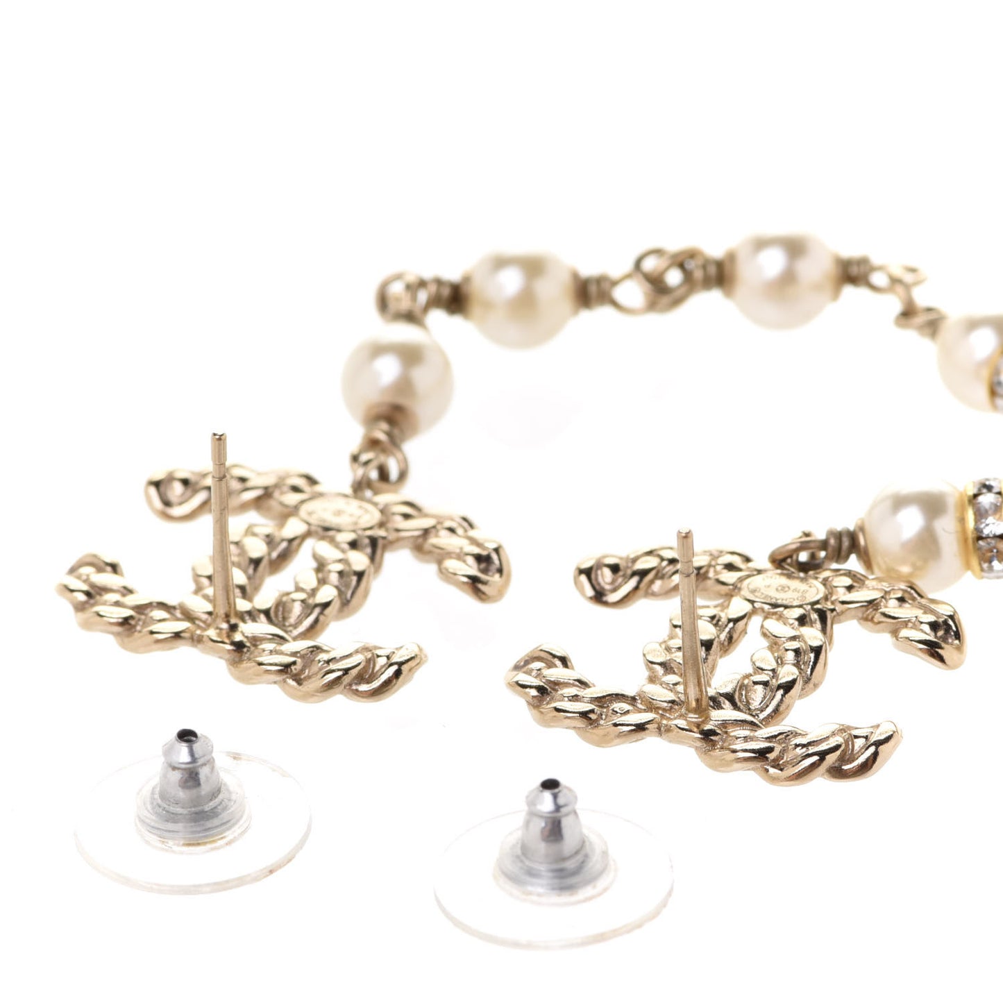 Crystal Pearl Pearls Coronation Uneven Earrings Gold