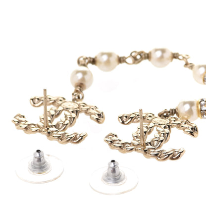 Chanel Crystal Pearl Pearls Coronation Uneven Earrings Gold 3 of 5