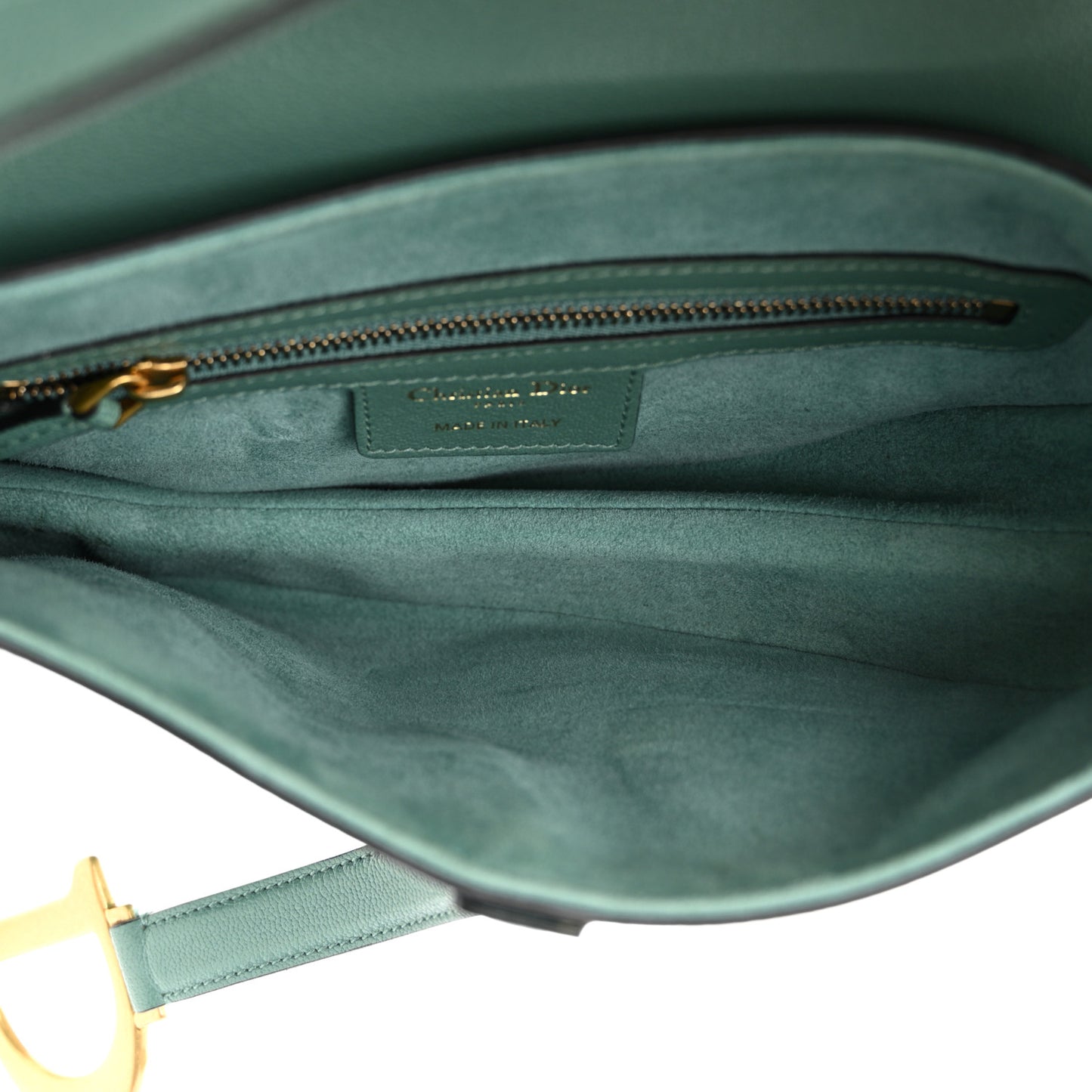 Shiny Goatskin Saddle Bag Green