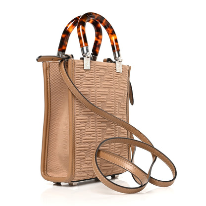 Fendi Technical Fabric Vitello Ceylon Plexiglass FF Mini Fendi Sunshine Shopper Tote Sand 2 of 9