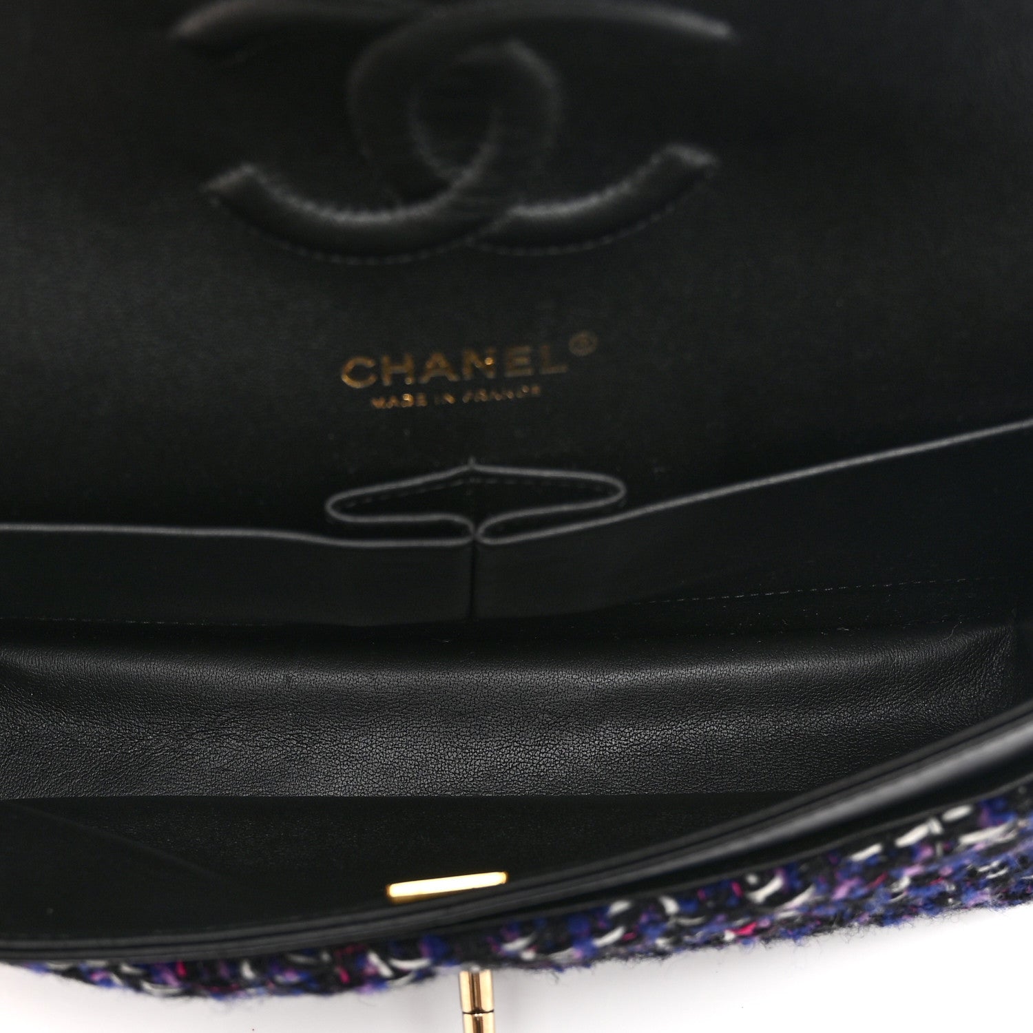 Chanel Tweed Quilted Medium Double Flap Dark Purple 5 of 10