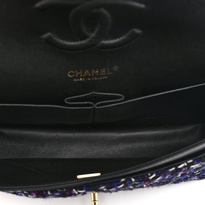 Chanel Tweed Quilted Medium Double Flap Dark Purple 5 of 10