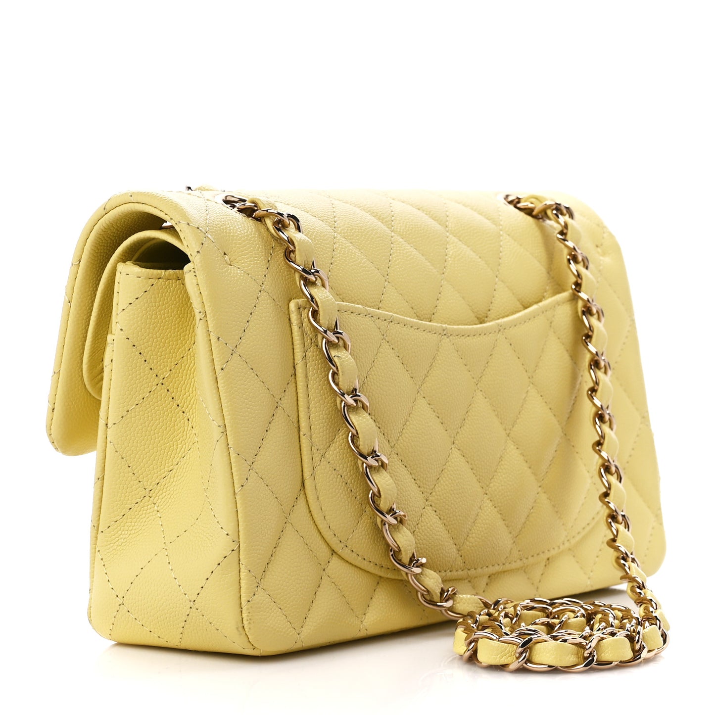 Caviar Quilted Small Double Flap Yellow