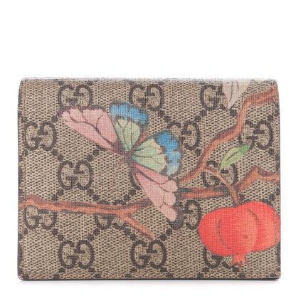 Gucci GG Supreme Monogram Tian Card Case Beige Multicolor Red 1 of 6