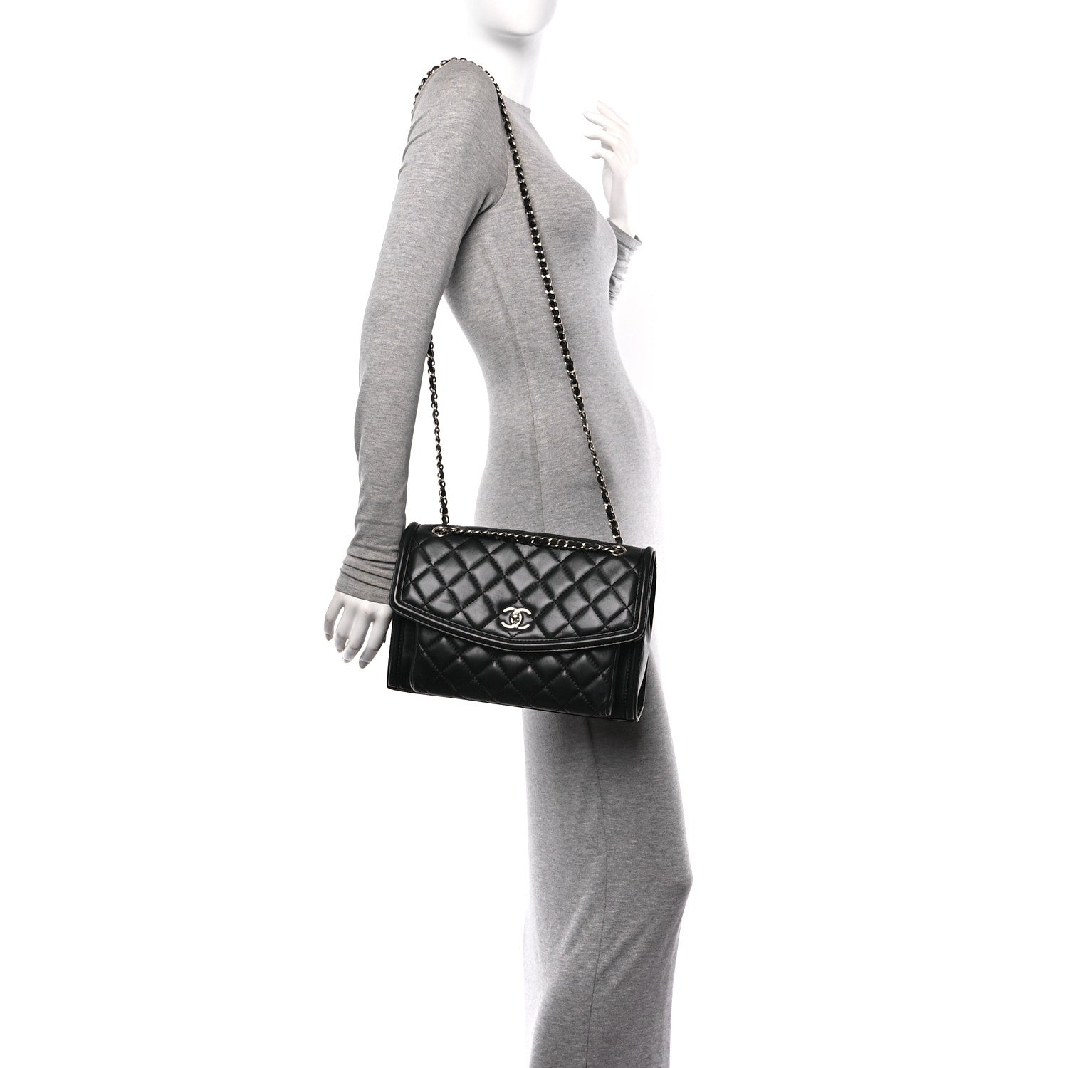 Chanel Lambskin Quilted Large Geometric Flap Black 3 of 10
