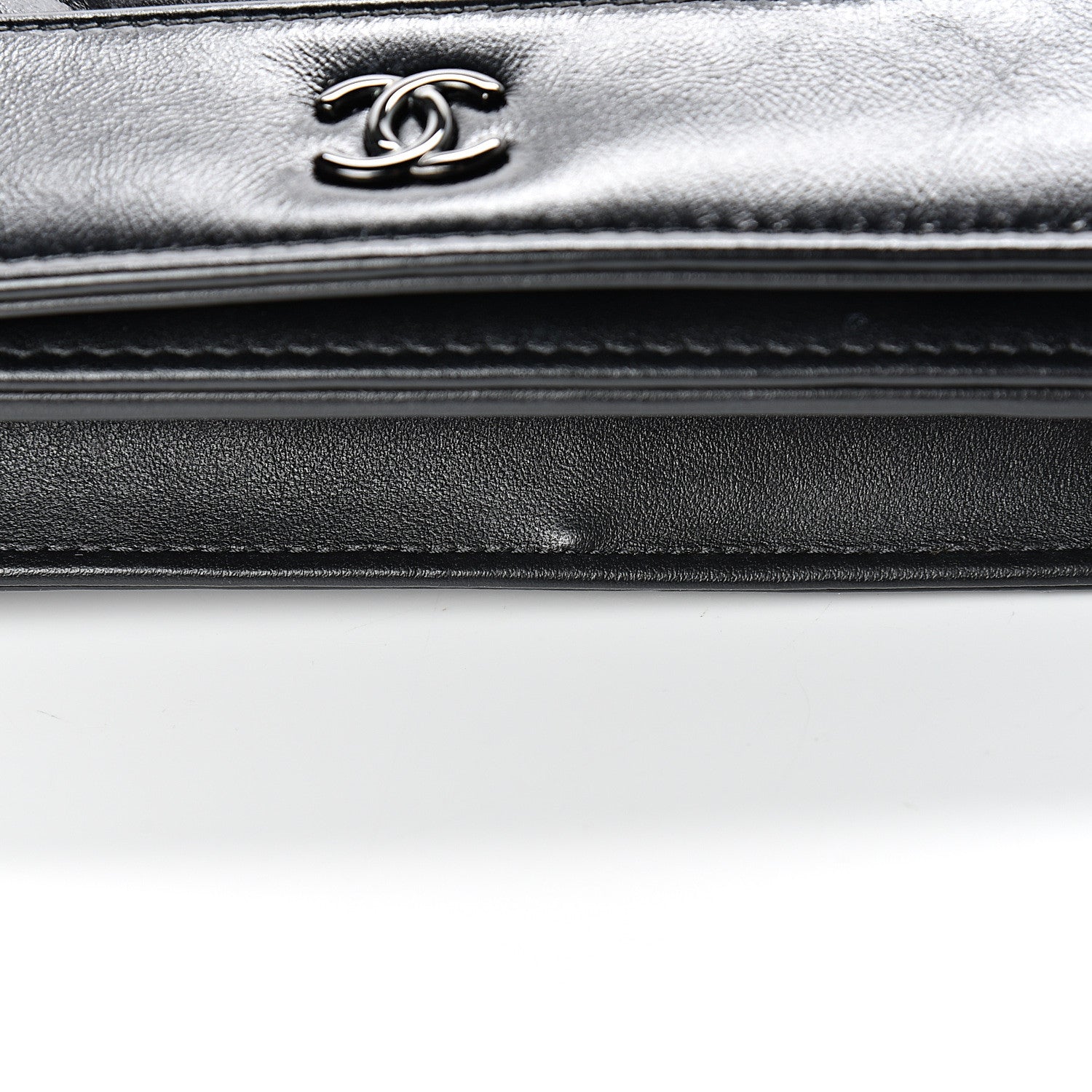 Chanel Aged Calfskin Chevron Quilted Gabrielle Wallet On Chain WOC Black 14 of 16