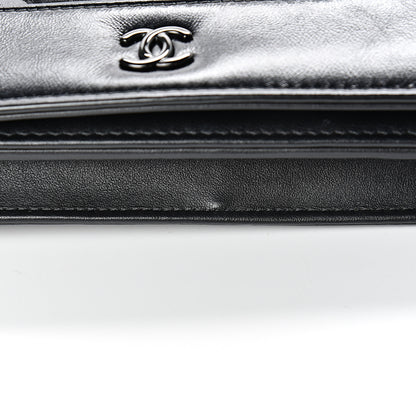 Chanel Aged Calfskin Chevron Quilted Gabrielle Wallet On Chain WOC Black 14 of 16