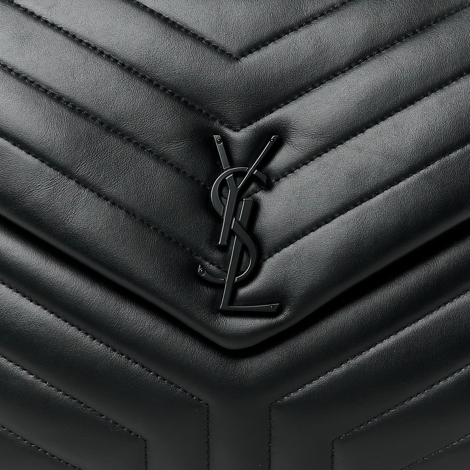 Saint Laurent Calfskin Y Quilted Monogram Monochrome Large Loulou Chain Satchel Black 9 of 12