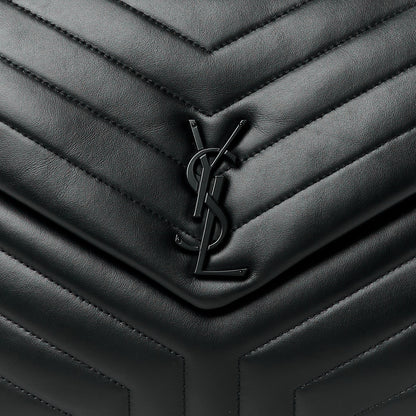 Saint Laurent Calfskin Y Quilted Monogram Monochrome Large Loulou Chain Satchel Black 9 of 12